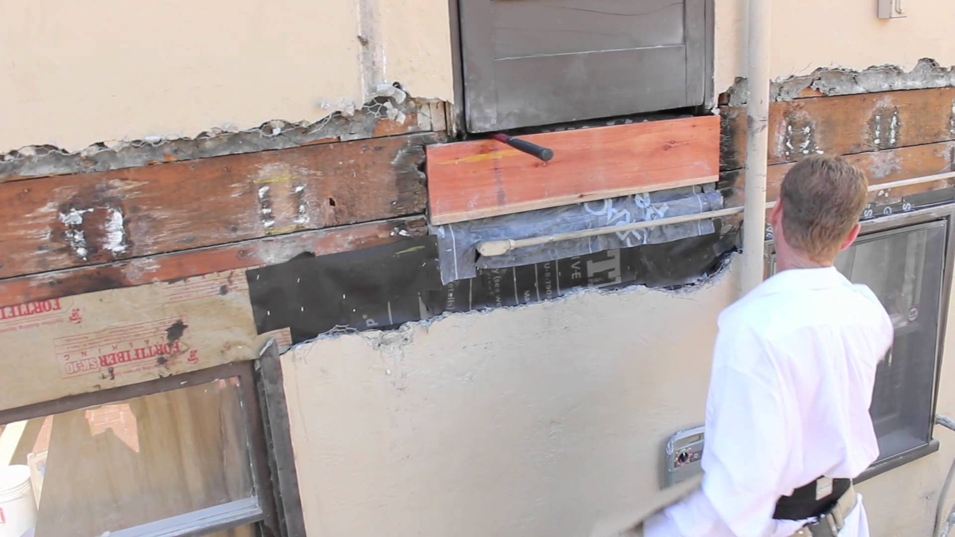 how to install ledger board on stucco