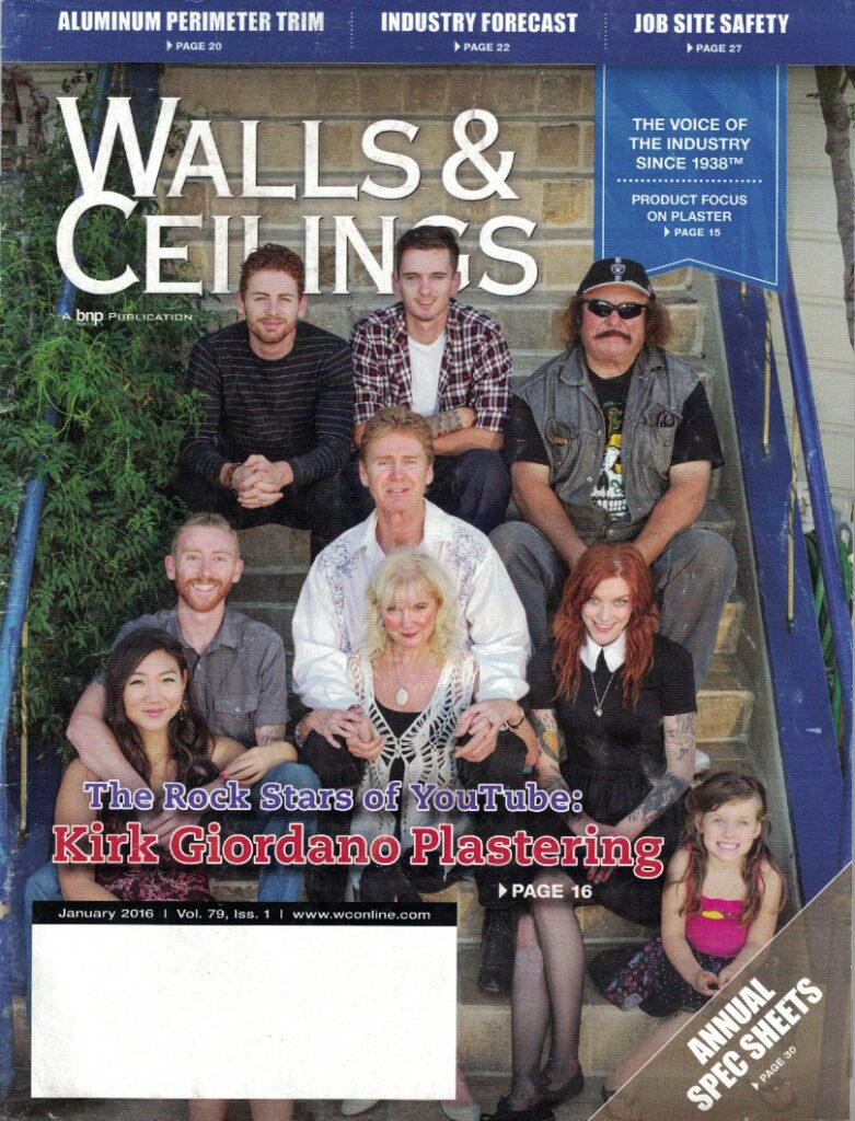 our family featured on the front cover of Walls & Ceilings magazine
