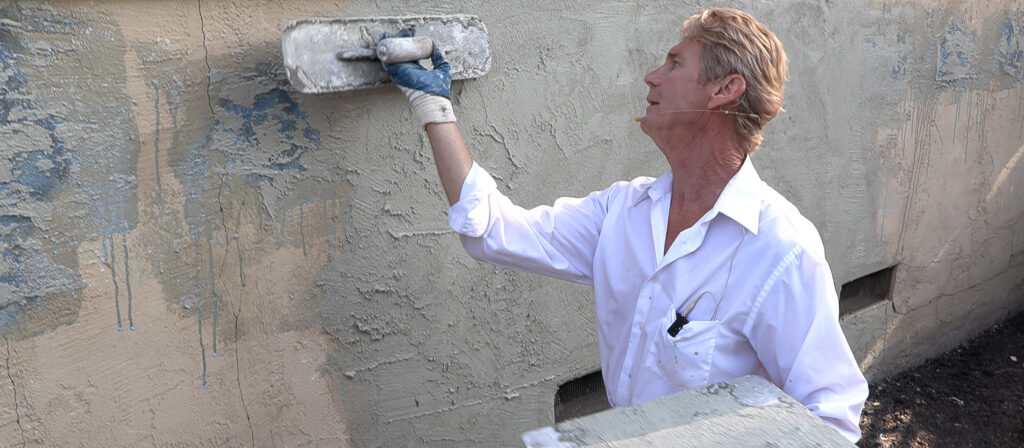 exterior stucco repair on insulation holes