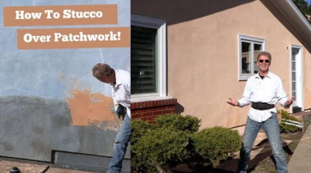 stucco color coat to fix ugly patchwork