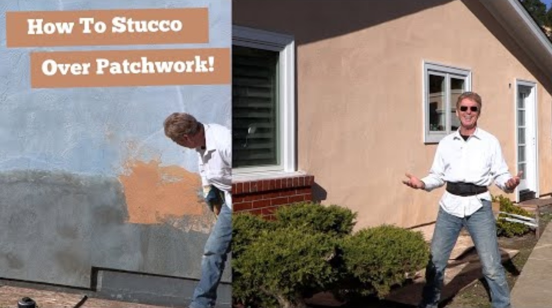 stucco color coat to fix ugly patchwork